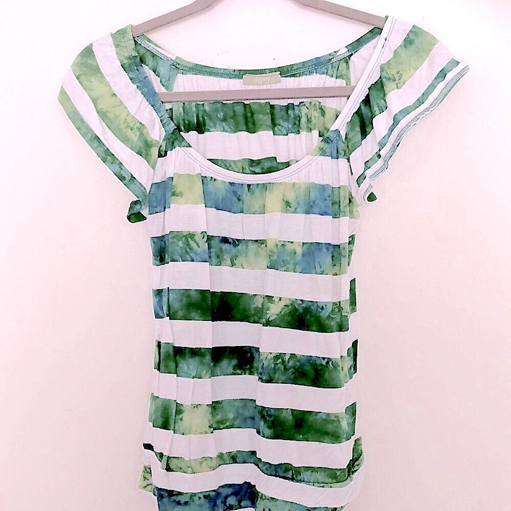 Striped Tie Dye Short Sleeve Top